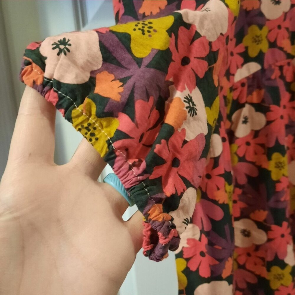 Michelle McDowell Dress Womens Large Floral Rayon Puff Sleeve Boho Lagenlook - Picture 4 of 12